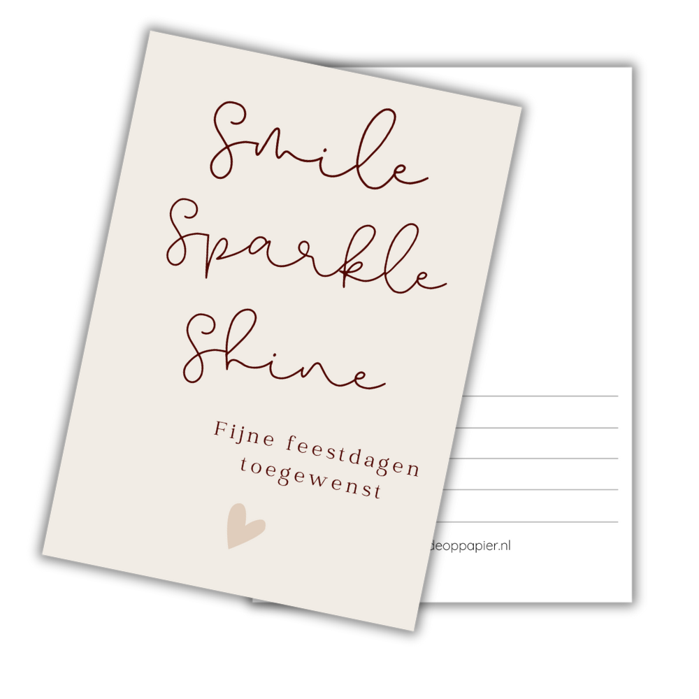 Kaart| Kerst| Smile, Sparkle, Shine