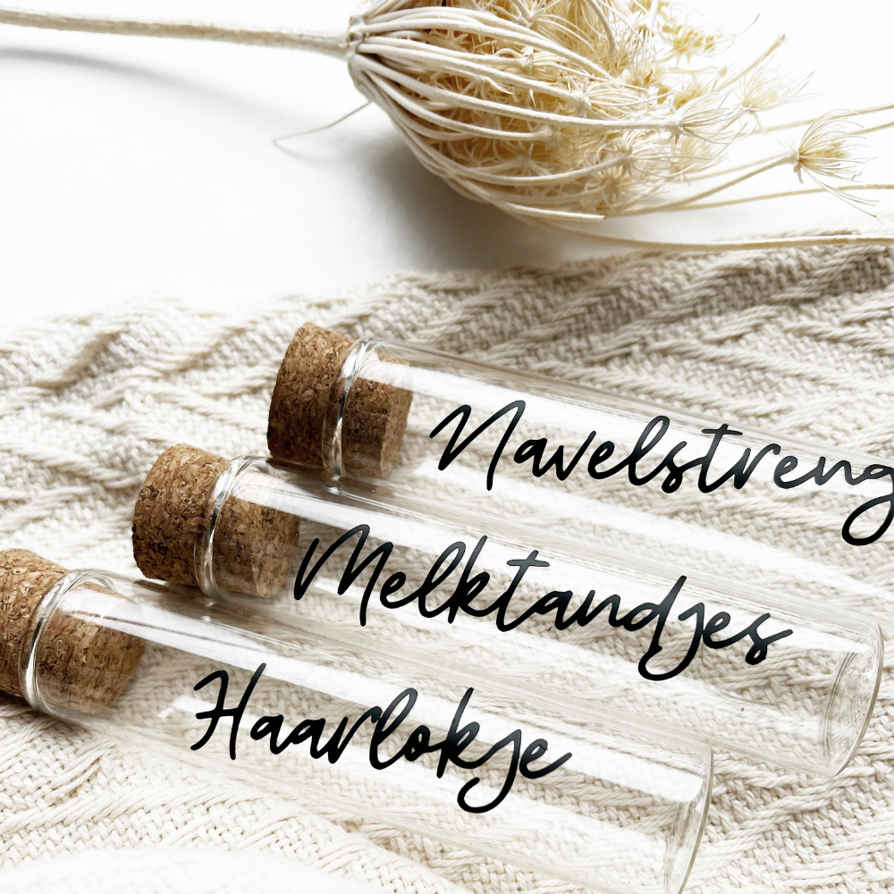 Geboorte setje| Melktandjes, navelstreng, haarlokje en speen