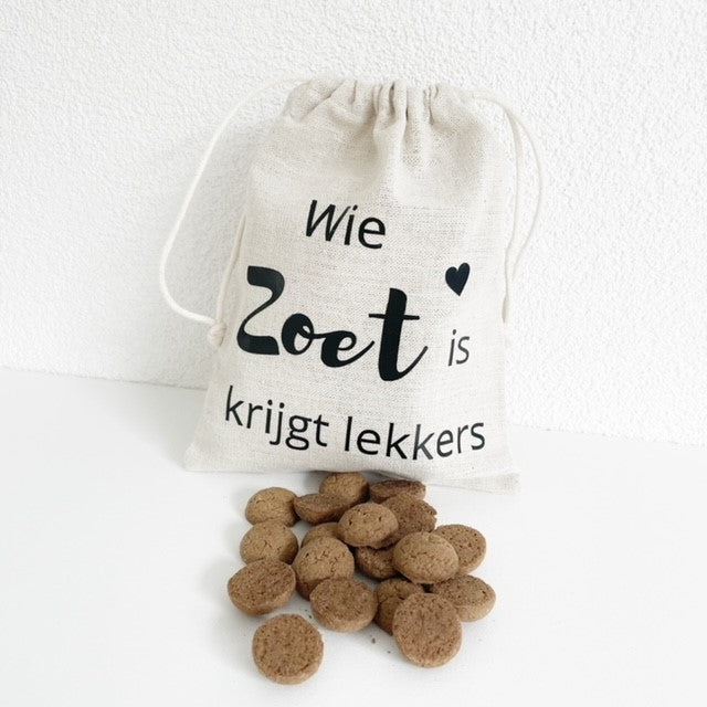 Pepernoten zakje| Wie zoet is krijgt lekkers